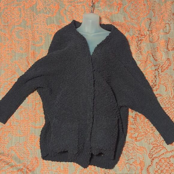 Umgee Women's Open Cardigan Pop Corn Texture Grey  Size L - Picture 4 of 7